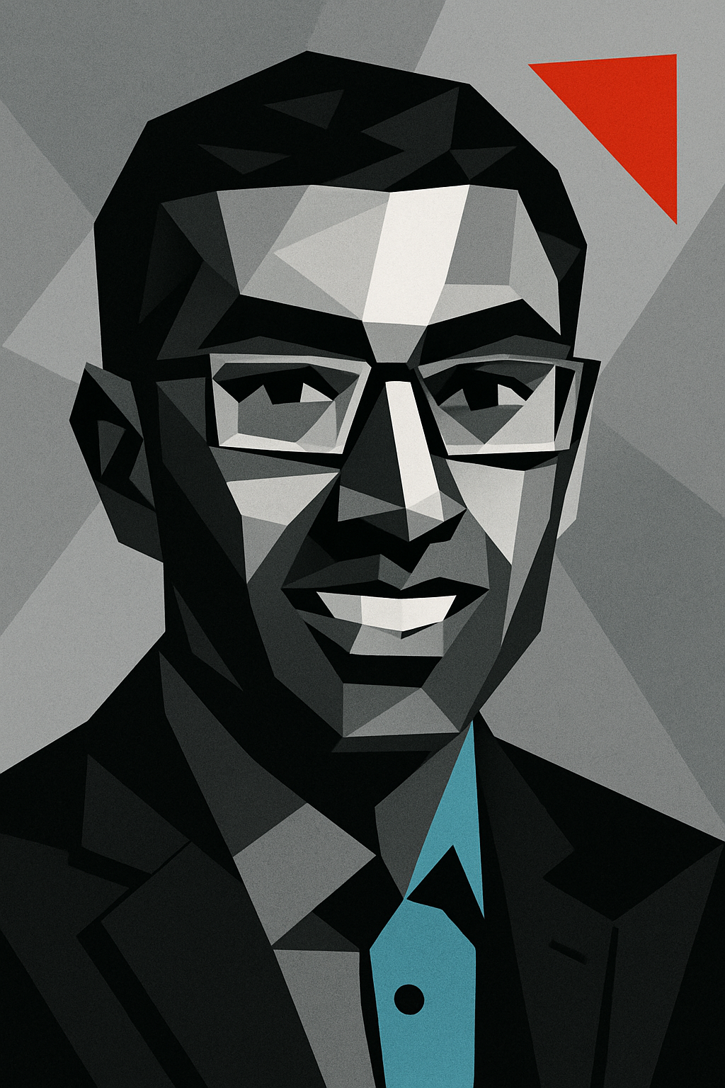 Stylized geometric portrait of Karthik Balasubramanian